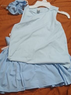 Yogalicious Light Blue Girls Matching Tank & Skirt Set with Scrunchie